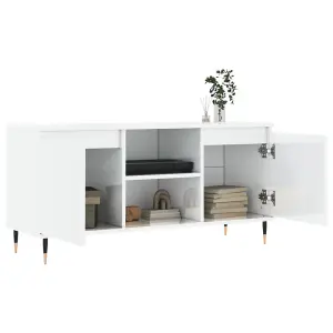 Berkfield TV Cabinet High Gloss White 104x35x50 cm Engineered Wood