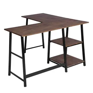 Charge L-Shape Desk Teak Grain / 75cm H x 120cm W x 120cm D