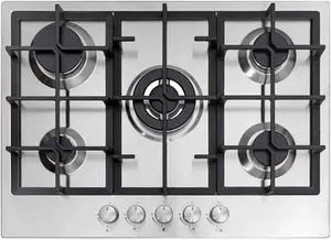 Cookology GH705SS 70cm 5 Burner Gas Hob With Middle Wok Burner - Stainless Steel | Robert Dyas