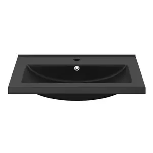 GoodHome Nira Matt Black Rectangular Vanity Basin (W)61.3cm