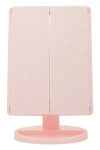 Maison by Premier Cassini Tri Fold Pink Led Table Mirror