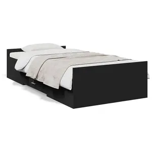 Berkfield Bed Frame with Drawers without Mattress Black 75x190 cm Small Single