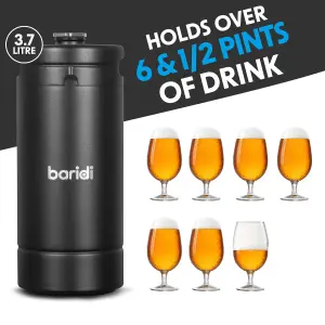 Baridi Growler Keg 4L, Matte Black suitable for most drinks - DH101