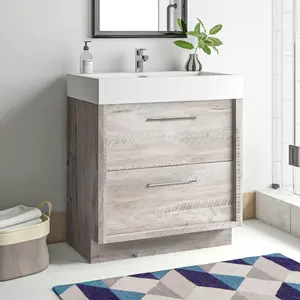 Walker 750mm Single Bathroom Vanity with Integrated Resin Basin Light Sawn Oak