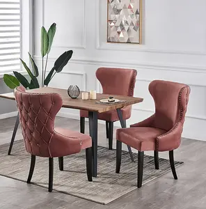 Single Mayfair Velvet Dining Chair Upholstered Dining Room Chairs, Pink