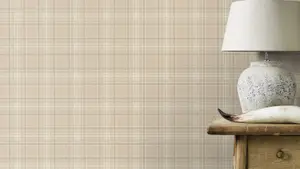 Rasch Barbara Becker Highland Plaid Cream Wallpaper