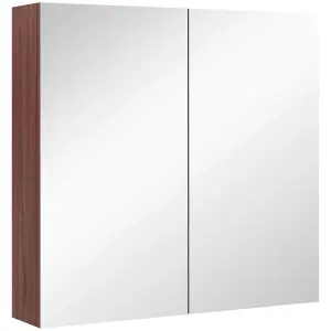 kleankin 63Wx60H cm Double Door Wall-Mount Bathroom Mirrored Cabinet Medicine