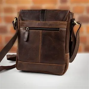 Ashwood Classic Leather Buckle Clasp Cross Body Bag - Brown