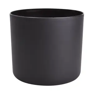 GoodHome Black Plain Plastic Plant pot (Dia) 25.1cm, (H)23cm, 11.78L