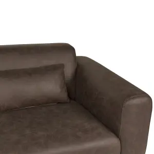 2 Seater Faux Leather Sofa Dark Brown MALMOS