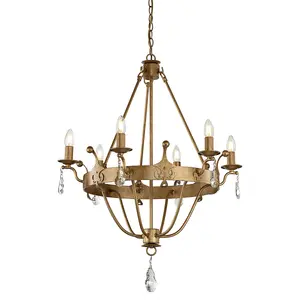 Elstead Windsor 6 Light Chandelier Gold Finish, E14