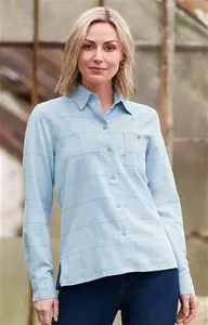 House Of Bruar Ladies Open Check Brushed Cotton Shirt - Soft Blue