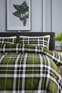 TLC Fergus Check Printed Brushed 100% Cotton Bedlinen Duvet set