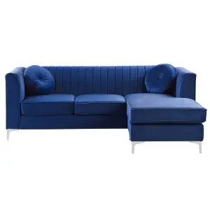 Corner Sofa TIMRA Navy Blue Velvet Left Hand