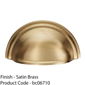 Victorian Cup Handle - Satin Brass 76mm Centres Solid Brass Shaker Drawer Pull