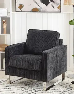 Beliani Retro Armchair VIND Corduroy Black