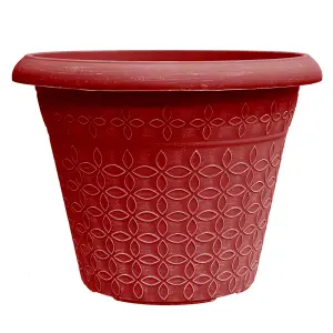 simpa 2PC Red Geometric Petals Plastic Plant Pots 34cm (Dia)