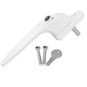 uPVC Window Handle White - Universal Inline Locking Espag Window Handle - 40mm Spindle