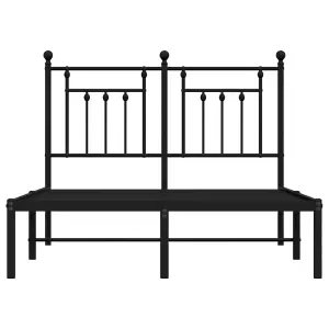 Berkfield Metal Bed Frame with Headboard Black 120x190 cm