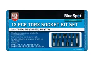 Blue Spot Tools - 13PCE Torx Socket Bit Set (T8-T60)