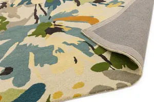 Floral Green Multi Wool Luxurious Modern Easy to Clean Handmade Rug For Dining Room Bldroom And Living Room-160cm X 230cm