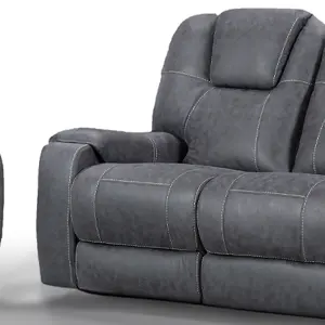 Sydney Grey Full Fabric Manual Recliner 2 Seater Sofa