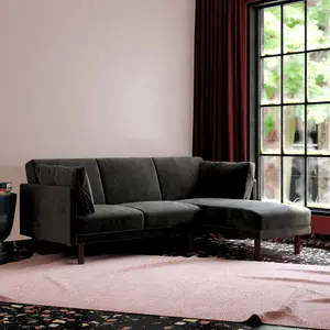 Clair sectional Sofa Bed in black velvet