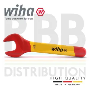 Wiha Spanner Wrench 22mm VDE Electricians Single Insulated Open End 43040