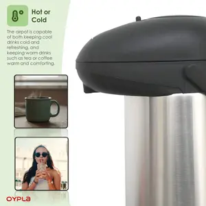 Oypla 5L Stainless Steel Airpot Insulated Vacuum Thermal Flask Jug