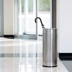 Durable Brushed Stainless Steel Umbrella Stand - 29 Litre Silver