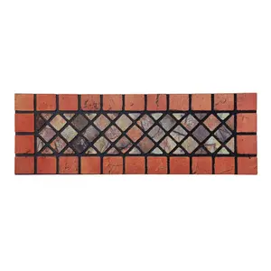 Nicoman Elegant Tile Mat Barrier Doormat Eco-Friendly Scrape and Non-Slip Indoor/Outdoor Door Mat, Narrow 75x25cm, Red Border