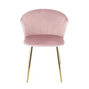 Ella Dining Accent Chair Upholstered in Velvet Fabric  - Pink