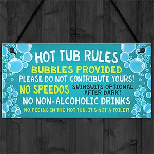 Red Ocean Hot Tub Rules Sign Funny Hot Tub Sign For Garden Hot Tub Accessories Gift For Women Men Garden Signs