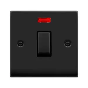 Matt Black 1 Gang 20A Ingot DP Switch With Neon - Black Trim - SE Home