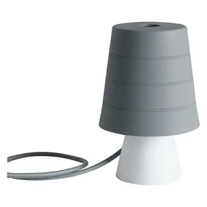 Luminosa DRUM Table Lamp with Round Tapered Shade Grey 13x20cm