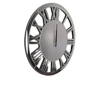 Full Mirrored Round Wall Clock Large Roman Numeral