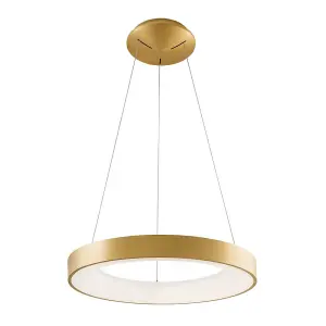 Luminosa Modern LED Hanging Pendant Brushed Gold, Warm White 3000K 2200lm