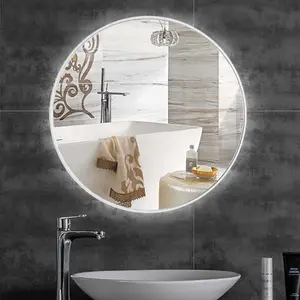 Baum Metal Flat Wall Mirror White / 40 cm H x 40 cm W