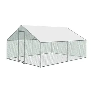 KCT Large Walk-In Chicken Run / Duck Pen - 3 x 3m - Outdoor Garden Pet/Dog Enclosure Kennel Hen Coop - Galvanised