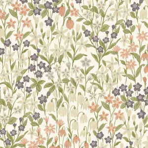 Grandeco Bluebell Wood Floral Leaf Textured Wallpaper,  Neutral