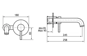 Aquarius Curve Wall Mounted Bath Filler Tap Brushed Brass AQ791009