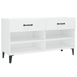 Berkfield Shoe Cabinet High Gloss White 102x35x55 cm Engineered Wood