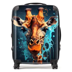 Blue Giraffe Face Splashart Suitcase - Large