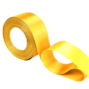 25mm Champagne Gold Double Sided Satin Polyester Ribbon Roll, 25 metres