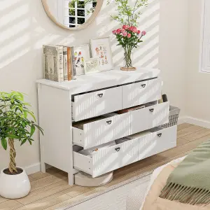 COSTWAY 6-Drawer Chest of Drawers 3-tier Wooden Sideboard Cabinet White