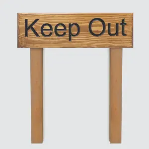 Peak Heritage Engraved Wooden Sign 30cm with Posts - Keep Out