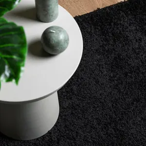 Shaggy Rug PAMPLONA High Pile Modern Black 120x170 cm