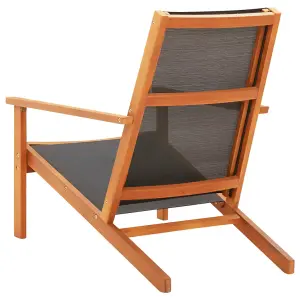 Berkfield Garden Lounge Chair Black Solid Eucalyptus Wood and Textilene