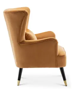 Velvet Gold Camila Accent Wingback Chair with Footstool