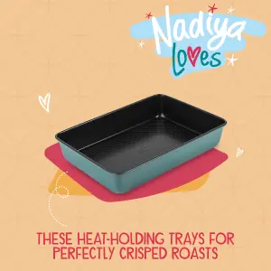 Prestige Nadiya Teal Rectangle Carbon Steel Dishwasher Safe Non-Stick Roast & Bake Tin 9 x 13"